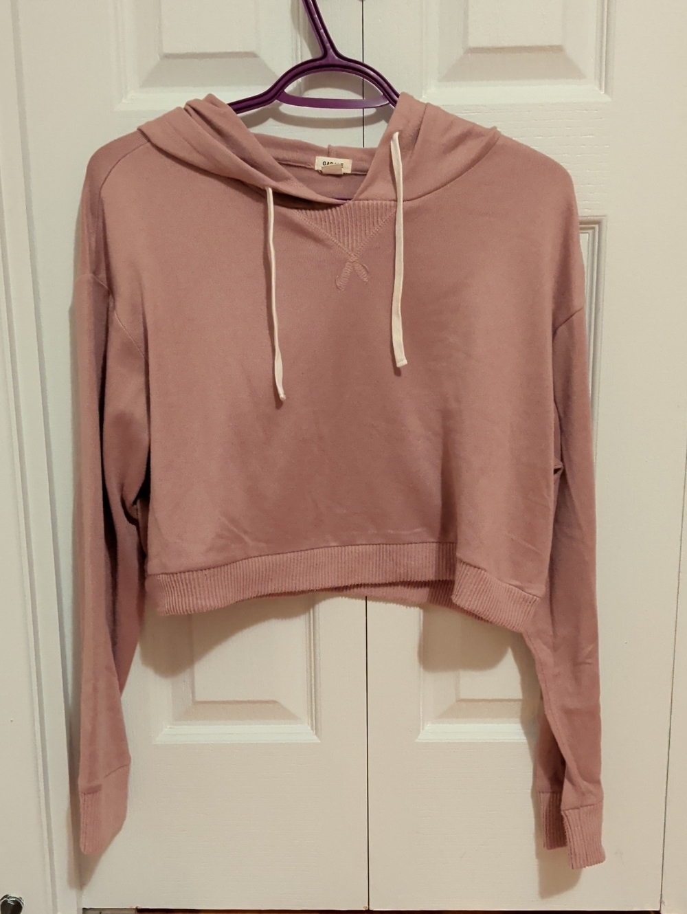 Garage Crop Hoodie Pullover in Dusty Rose - Women